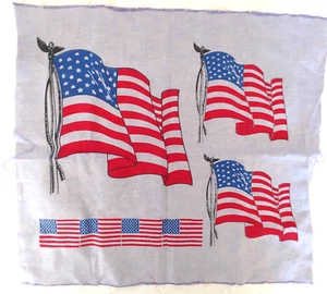 USA Flag Fabric Square Swatch Remnant Cotton Quilt Craft Project Red Gray Blue - Picture 1 of 8