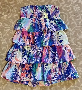 XXI Strapless Multi-Color Ruffle Summer Spring Polyester Dress S - Picture 1 of 5