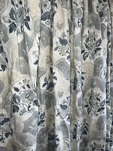 CORTINAS DE LINO PERSONALIZADAS COVINGTON V CREATIONS~INTERLINEADAS~AZUL Y MARFIL 77"" DE LARGO - Imagen 1 de 6