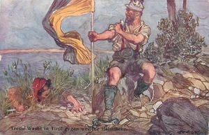 Reloj leal en Tirol contra la traición italiana propaganda por Ludwig Koch - Imagen 1 de 2
