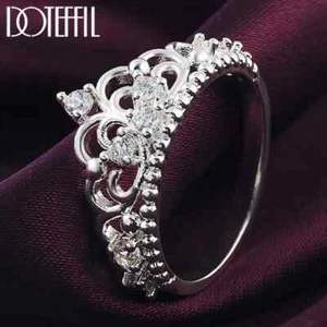 DOTEFFIL 925 Sterlingsilber Krone AAA Zirkon Ring Mode Party Charm Schmuck - Bild 1 von 7