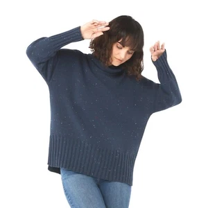 Free Assembly Women’s Cowl Turtleneck Sweater, Blue, Small - Picture 1 of 6