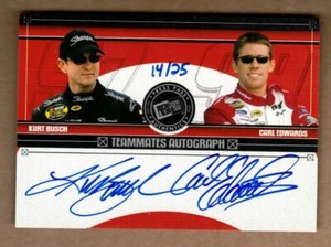 2005 PRESS PASS ECLIPSE TEAMMATES AUTOGRAPHS KURT BUSCH/CARL EDWARDS #14/25 