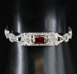 Art Deco 4.0 CTW Diamond and Platinum Bracelet - 2.01 CT Fancy Colored Diamond - Picture 1 of 8