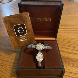 Elgin Swissonic Damenuhr Vintage 1970er Jahre Silberton & Elgin Elektrouhr - Bild 1 von 20
