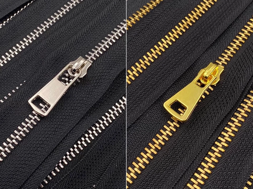 MARKENLOS 1m + 2 Zipper Metall Endlos Reißverschluss 5mm
