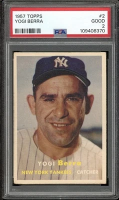 1957 Topps #2 Yogi Berra PSA 2 GOOD - Image 1 of 2