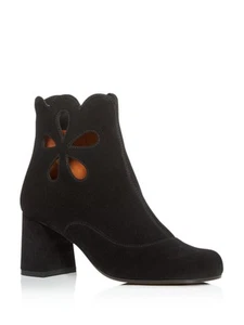CHIE MIHARA Womens Black Cutout Modra Almond Toe Block Heel Leather Booties 39.5 - Picture 1 of 9