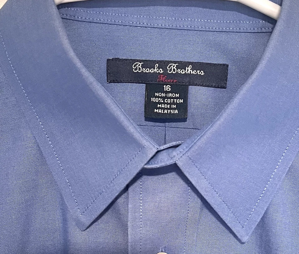 Camisa de vestir Brooks Brothers niños 16 azul algodón polar abotonada sin planchar  Foto 1 de 4