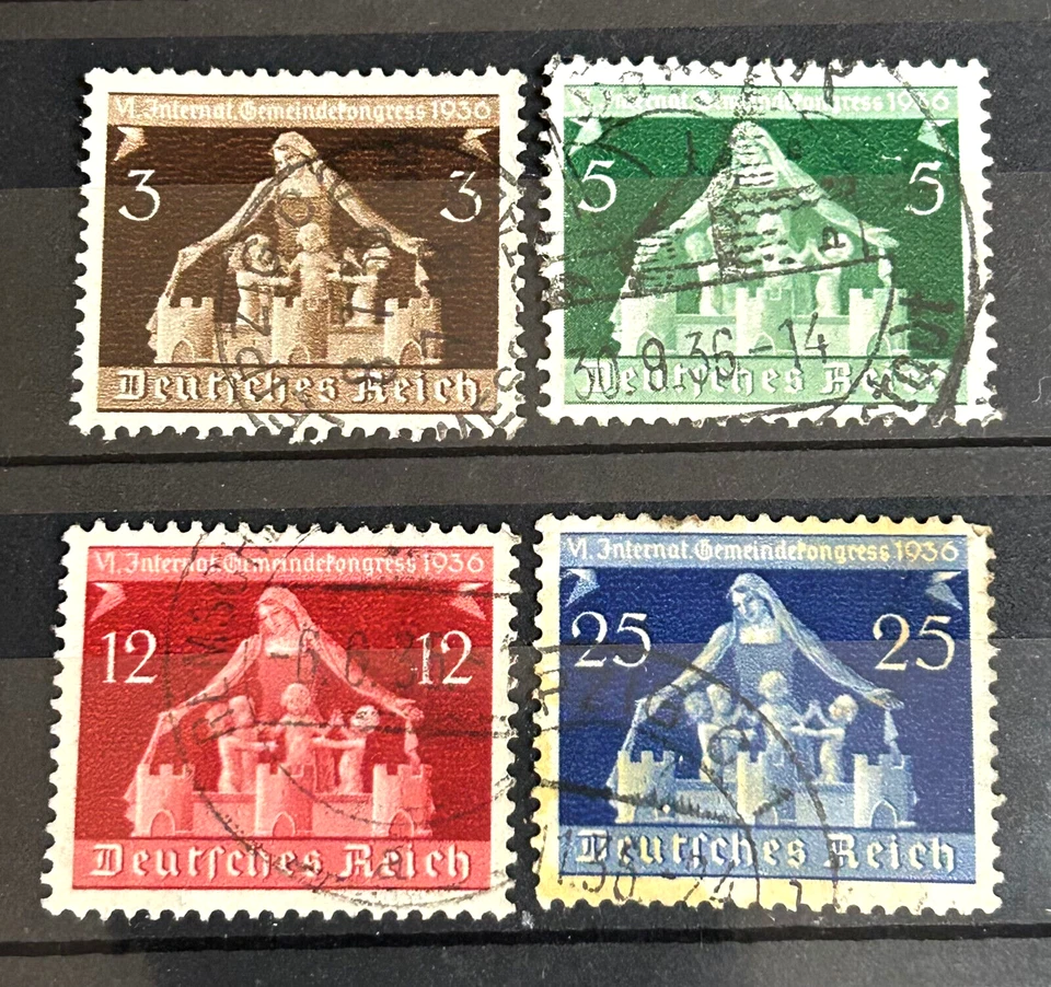 1936 German set of 4 Stamps Mi:DR617-620 used 6th Int Local Congress /849 - Image 1 of 1