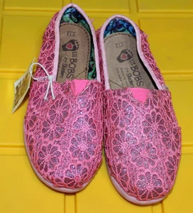 Chaussures fille en mousse à mémoire de forme Lil Bobs Skechers Y13 couleur rose fleurs bling - B5 - Photo 1/5
