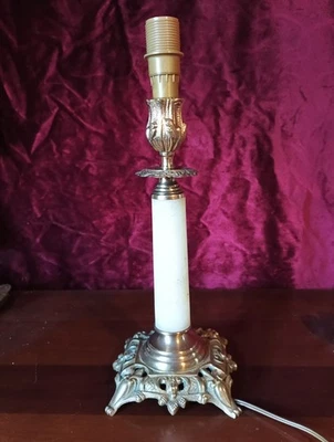 Pied de lampe en bronze Cuivre et albatre - Style Empire  - Photo 1/4