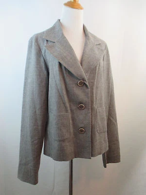 Chaqueta Blazer TORY BURCH Mujer Talla 10 Gris 100% Lana Logo Botón Manga Larga Foto 1 de 4