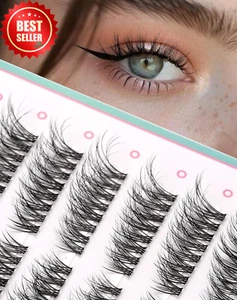 Cat Eye Lash Clusters 7 Pairs Natural Look Wispy C/D Curl Fluffy DIY Eyelashes - Picture 1 of 12