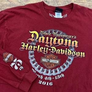 Harley Davidson Camicia Uomo XXL Daytona Beach Bike Settimana L/S Motociclisti Rosso - Foto 1 di 7
