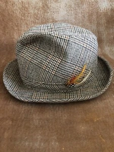Vintage Plaid Fedora Hat Tweed United Hatters Cap Millinery Workers Union Made - Picture 1 of 7