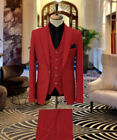 Men Wear Red 3 Piece Slim Fit Formal Fashion Wedding Groom Tuxedo Suit Bespok