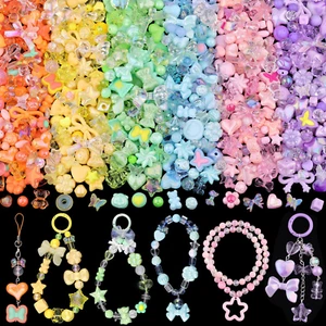 260-320PCS 6 Mixed Colors Assorted Acrylic Cute Beads for Bracelet Making, Bow B - Picture 1 of 12