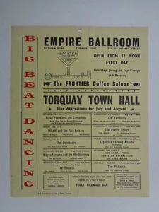 Torquay Town Hall England 1964 Schedule Flyer Yardbirds, Kinks, Pretty Things - Picture 1 of 5