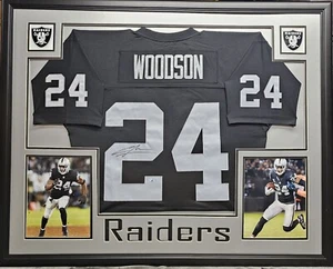 CHARLES WOODSON Autographed RAIDERS jersey FRAME. FANATICS - Picture 1 of 6