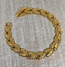 Vintage Signed Monet Shiny Gold Tone Link Bracelet 7.5