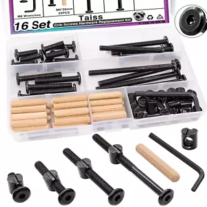 16 Set Crib Screws M6X20Mm/ 40Mm/ 60Mm/ 80Mm Baby Bed Crib Bolts Hardware Replac - Picture 1 of 12