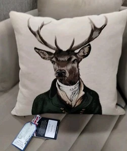 Hines of Oxford STANLEY STAG deer Tapestry Velvet Accent Pillow Traveler NWT NEW - Picture 1 of 4