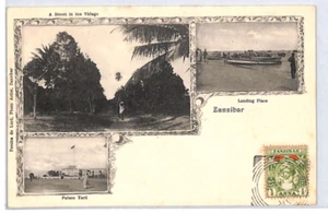 ZANZIBAR Postcard PPC View Side Usage ½a Squared Circle 1904{samwells}PX106 - Picture 1 of 10