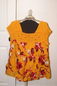 NWOT LANE BRYANT WOMEN'S SIZE 22 ORANGE FLOWERED TOP - Picture 1 of 9