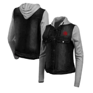 Toronto Raptors Antigua Women's Swag Jean Bomber Sport Jacket Black NEW - Picture 1 of 4