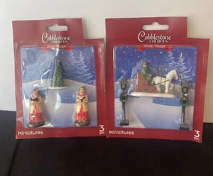 Cobblestone Corners Winter Village Miniatures 2 Packs 6 Pieces NEW - Picture 1 of 9
