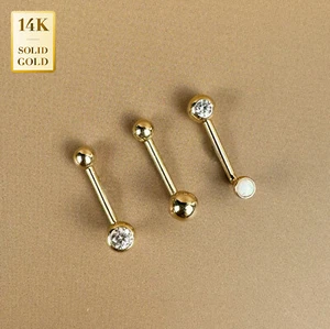 Piercing corpo genitale Cristina forma L sfera oro massiccio 14 carati 5 mm 14G - Foto 1 di 5