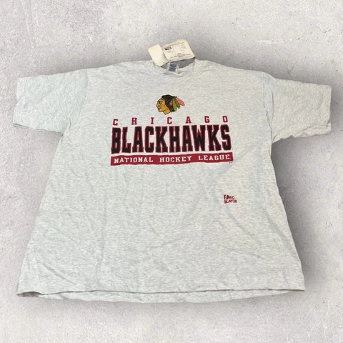 Vintage Chicago Blackhawks Shirt Mens XL Gray Pro Player Hockey USA Classic NHL Cover