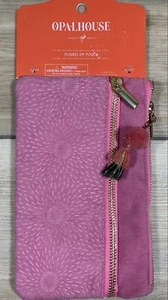 Opalhouse Double Zip Clutch Pouch Cosmetic Make-Up Bag, Pink, Fringed Tassel New - Picture 1 of 3