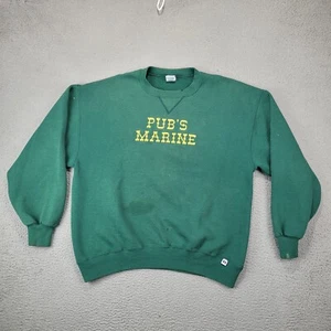 Vintage Russell Athletic Sweatshirt Mens Large Green Crew Neck Pubs Marine USA - Picture 1 of 12