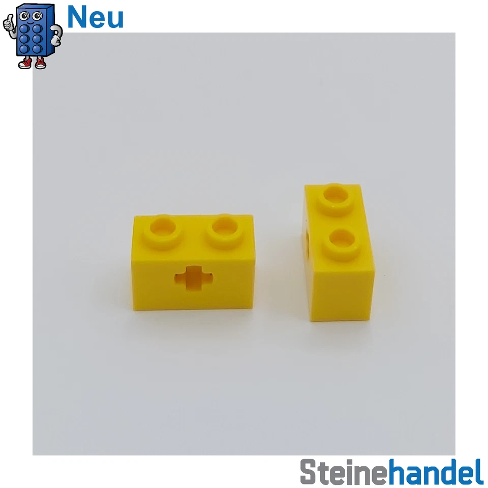 Lego 6 Lochsteine 1x2 mit Kreuzloch In gelb 32064