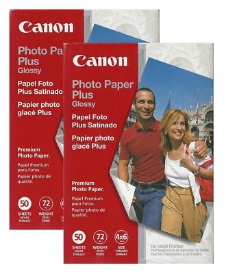 Canon Photo Paper Plus Glossy Premium 4" x 6" (50 Sheets) 2 Pack Lot - Image 1 of 3