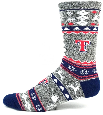 Texas Rangers Baseball Adult Ugly Christmas Holiday Crew Socks Cover