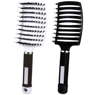 Набор из 2 щеток для массажа волос кабана щетина изогнутые вентилируемые для укладки волос - Изображение 1 из 4
