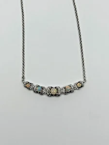 QVC Opal Sterling Silver Chain Bar 19" Necklace Spring Summer Beachy NIB - Picture 1 of 8