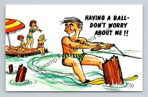 Postkarte Humor Ball haben Mach dir keine Sorgen um mich Wasserski - Bild 1 von 2