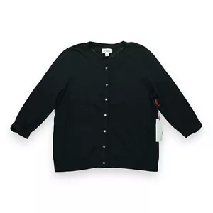 NWT Elle Lady In Lace Women's Cardigan Sweater Button Up 3/4 Sleeve Black XL - Picture 1 of 5