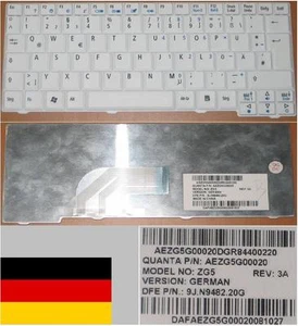 Keyboard Qwertz German Acer Aspire One D250 P531 Series ZG5 9J.N9482.20G White - Picture 1 of 1
