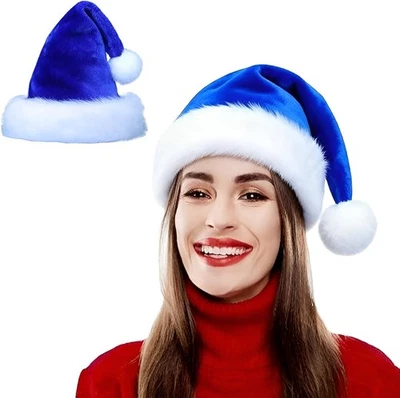 Chapéu clássico de pelúcia de veludo Papai Noel para adultos grosso chapéu de festa de Natal - Imagem 1 de 4