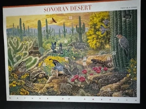 Panel de 10 estampillas de 33¢ Scott #3293 del desierto de Sonora (1999) - Imagen 1 de 2