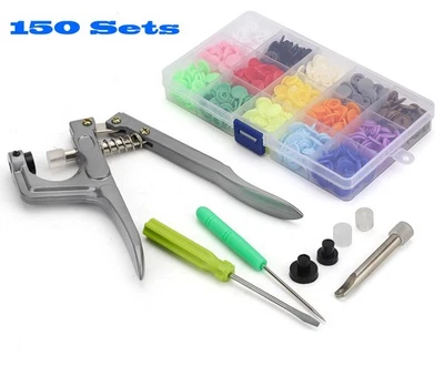 150PCS Snap Buttons Press Tool Kit with Fastener Pliers for DIY Sewing & Craft - Image 1 of 4