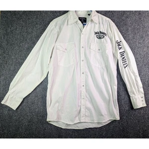 Wrangler Jack Daniels Shirt Mens Medium Long Sleeve Spell out Embroidered Snap - Picture 1 of 9