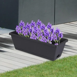 2x Window Box Planter Flower Pot Rectangle Plant Containers Decors Organizer - Picture 1 of 15