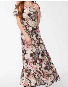 Chico’s Black Label Größe 16 Stufen Volant Kleid (schwarz geblümt) - Bild 1 von 9