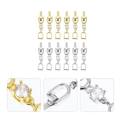 12Pcs Alloy Bracelet Extension Clasp Small Bracelet Extenders Extension Buckles - Image 1 of 4